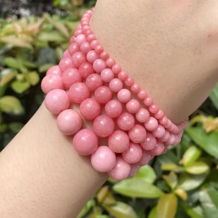 Perles rondes en Rhodonite rouge naturelle