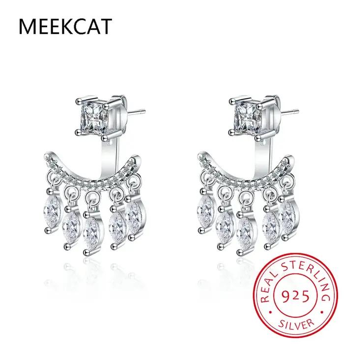Boucles d'oreilles pendantes détachables 2 pierres en moissanite taille marquise 6cttw pour femme