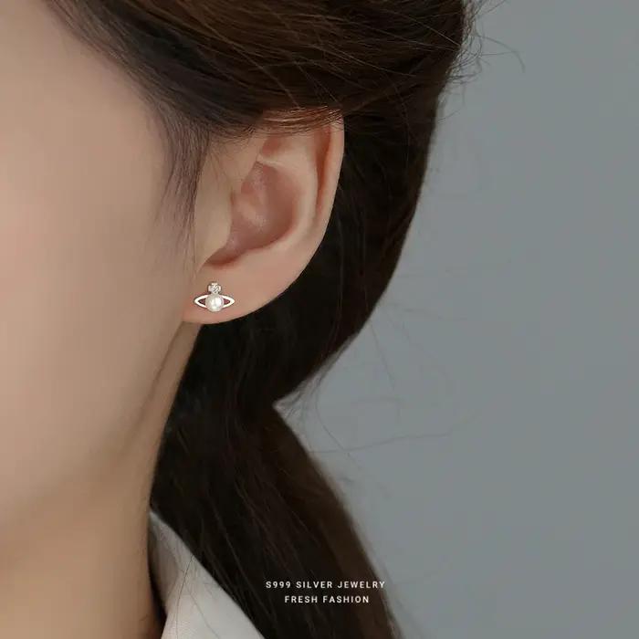 Boucles d'oreilles simples en argent Sterling 999 pour femmes