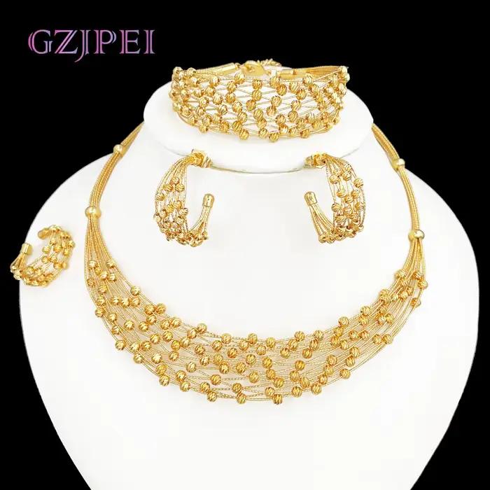 GZJPEI – ensemble de bijoux faits à la main pour femmes, ensemble de perles multicouches plaquées or 18 carats, accessoires de bijoux d'anniversaire et de mariage de haute qualité