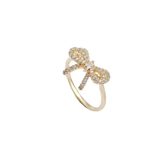 ZAKOL coréenne mode cristal arc bague pour les femmes Micropavé zircone minimaliste tendance doigt