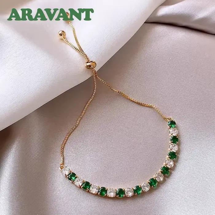 Aravant 925 argent 18K or émeraude Bracelet chaînes pour femmes bijoux de mode