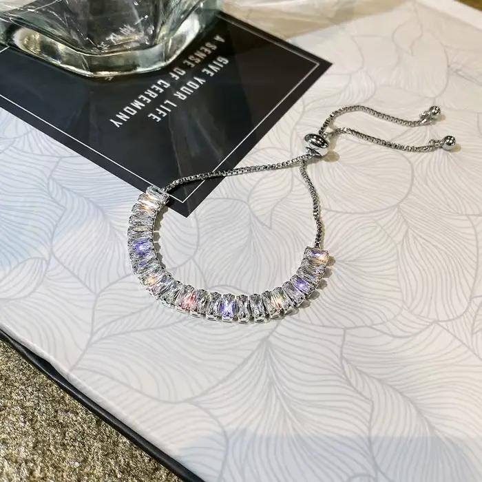 Bracelet plein de strass en acier inoxydable pour femmes, nouveau design brillant de luxe en Zircon réglable, bijoux cadeau, 2022