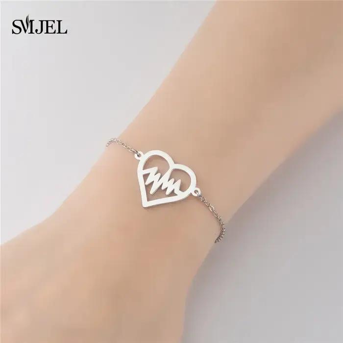Bracelets à breloques minimalistes en forme de cœur d'amour doré, en acier inoxydable, petits Bracel