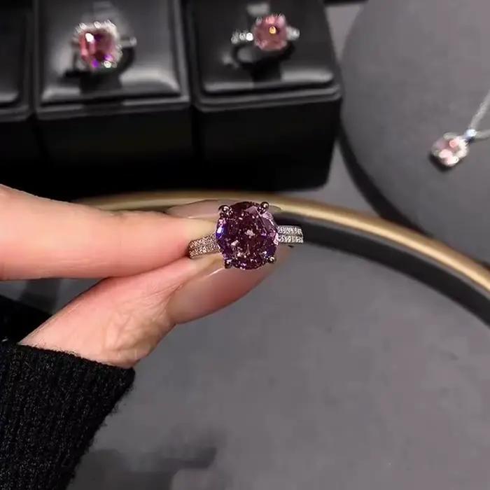Bagues en pierres précieuses violettes raisin pour femmes, bague de style doux de haute qualité, réglable, exquise, bijoux fins de mariage, cadeau