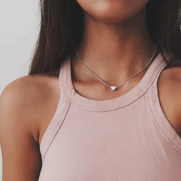 2024 nouvelles femmes Chocker or/argent couleur chaîne étoile coeur Collier ras du cou Bijoux Collana Kolye