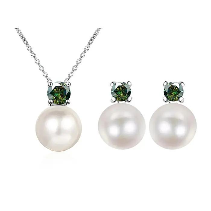 PomerceJelly-Ensemble de bijoux Moissanite avec collier et boucles d'oreilles en argent regardé 925 GRA