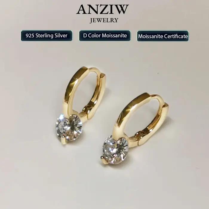 Ane1ct-Boucles d'Oreilles D Moissanite pour Femme et Fille