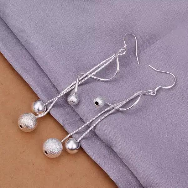 Boucles d'oreilles pendantes plaquées argent pour femmes, Boucles d'oreilles longues, Bijoux de mari