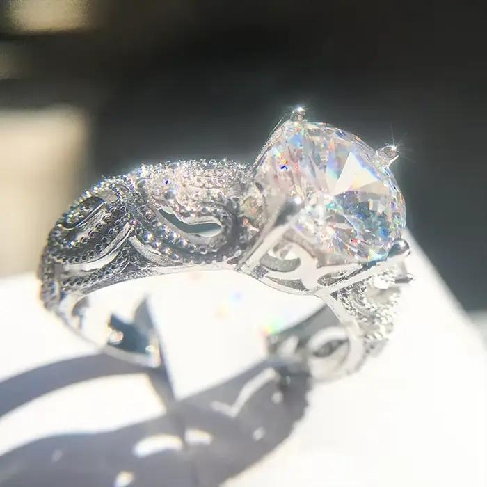 Bague de fiançailles en argent regardé 925 pour femme