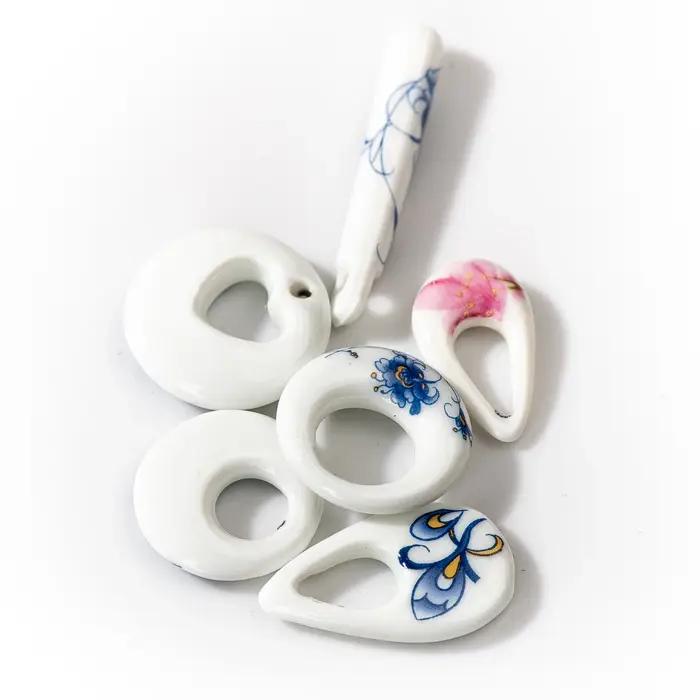 Ensemble pendentif et boucles d'oreilles en céramique porcelaine pour bricolage bijoux occasions spéciales femmes