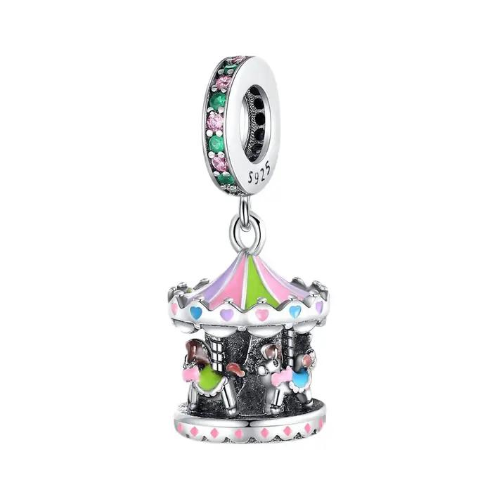 Breloques Pendentifs Carrousel en Argent 925 pour Bracelets Originaux