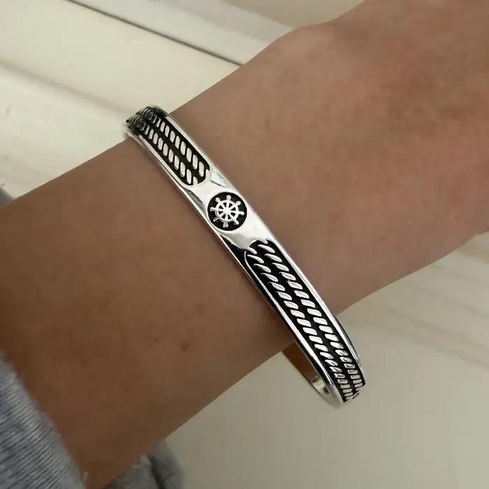 Bracelet rétro 100% argent massif 925 pour femmes et hommes