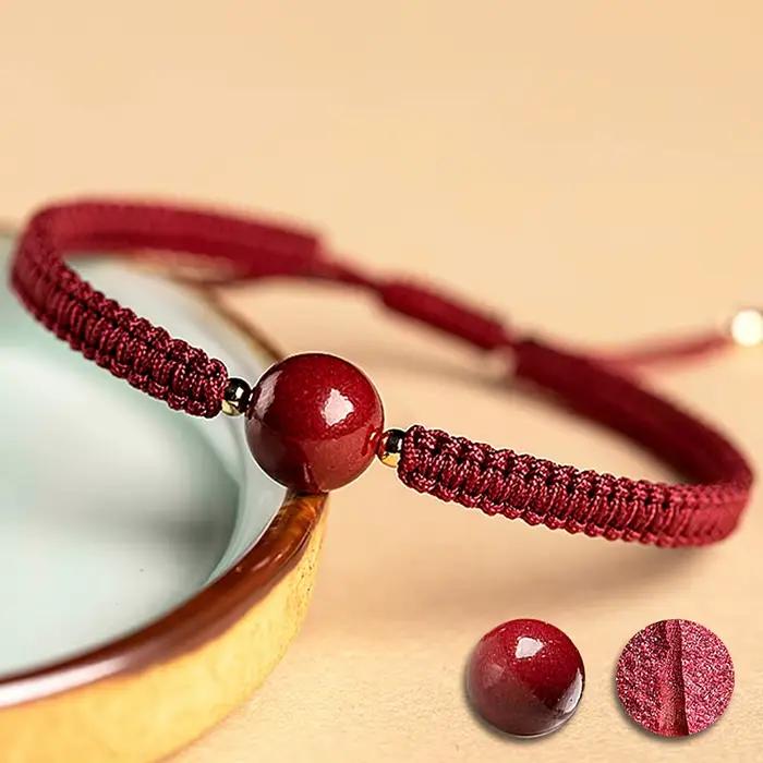 Bracelet rouge chinois en pierre naturelle cinabre, corde d'amitié, chaîne porte-bonheur pour Couple, amulette pour hommes et femmes, corde tressée, cadeaux