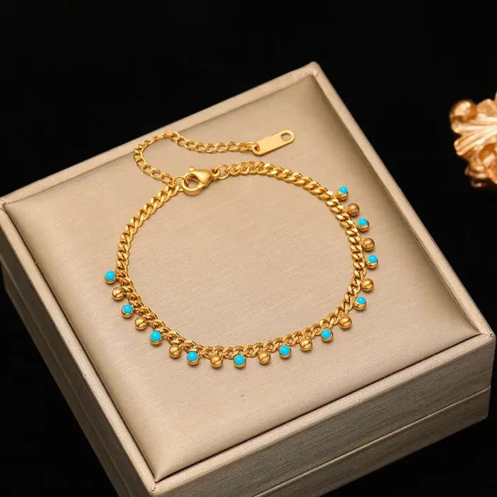 Ensemble de bijoux EILIECK 316L acier inoxydable bleu perlé à la mode pour femmes et filles pour des occasions spéciales comme les mariages, anniversaires et banquets