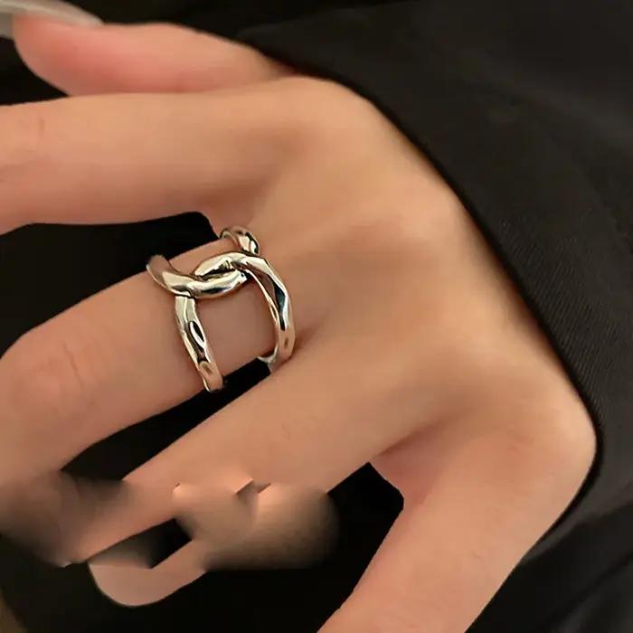 Bagues en argent Sterling 925 pour femmes, lignes croisées rétro simples, mode géométrique, Smiple ouvert, fait à la main, bijoux de fête pour allergie, cadeau