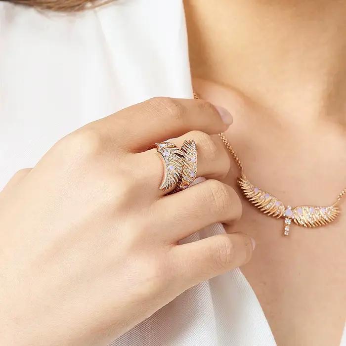 Bague aile de phénix couleur or Rose