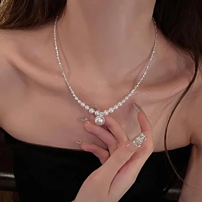 Collier de perles baroques de luxe élégant pour femmes, pendentif rétro français en forme de goutte