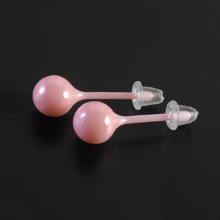 Boucles d'oreilles en céramique rose et blanche brillantes pour filles et femmes élégantes pour toutes les occasions