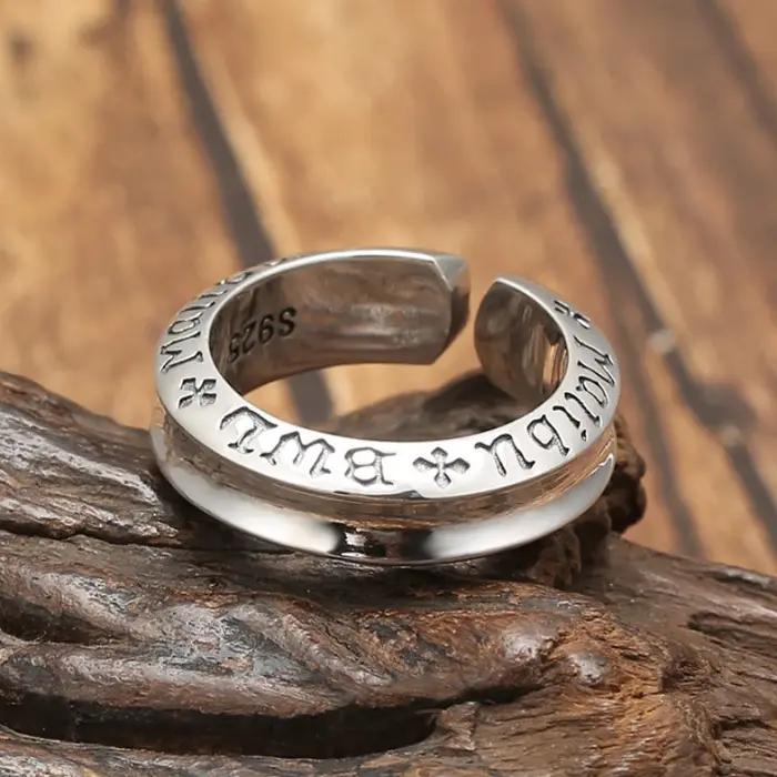 Bague en argent S925 style punk lettre pour homme occasions spéciales hip-hop soirée chic