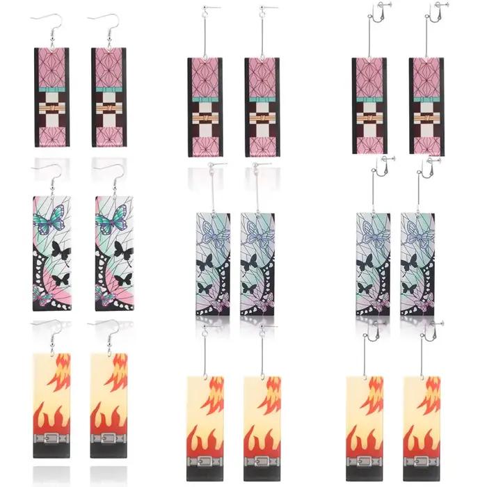 Boucles d'oreilles Tanjiro en acrylique pour femmes et filles