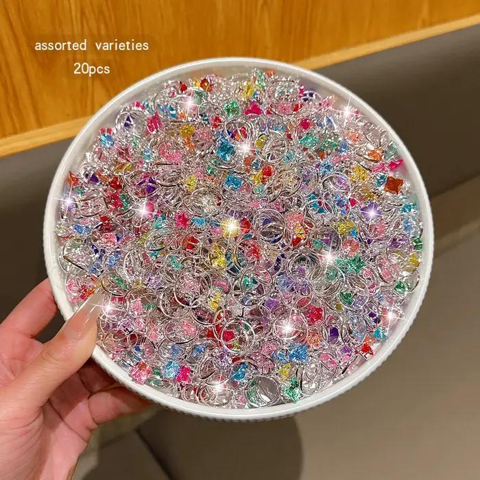 20 styles à la mode et simples avec une bague ouverte de couleur aléatoire adaptée à un usage quotidien et à l'emploi