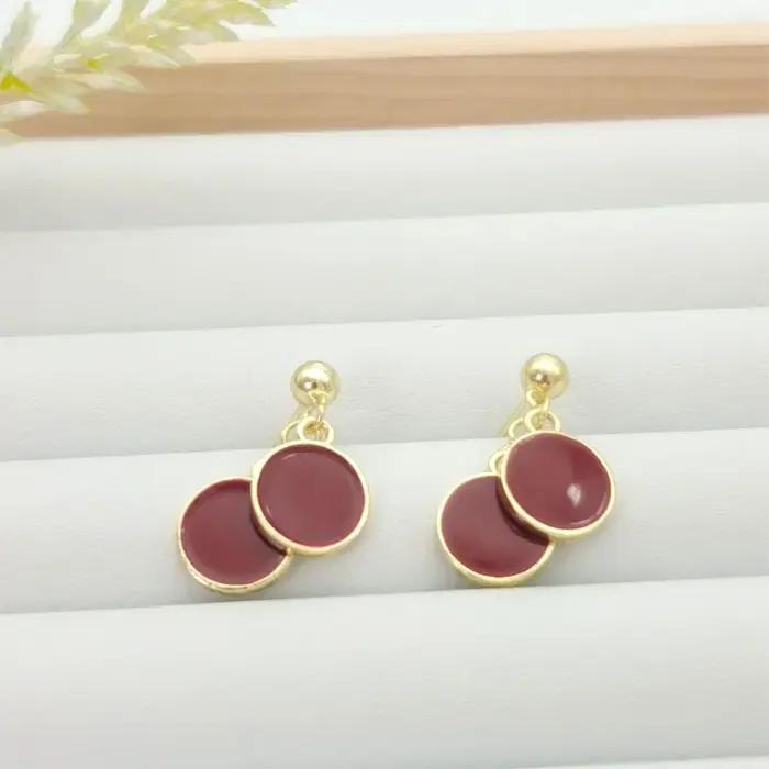 Maillard Style coloré à la mode Simple géométrique rond pendentif boucles d'oreilles pour les femmes élégant goutte d'huile boucles d'oreilles bijoux de fête