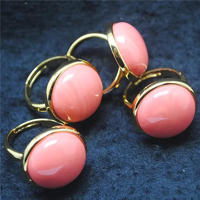 Bagues en corail rose naturel pour femmes