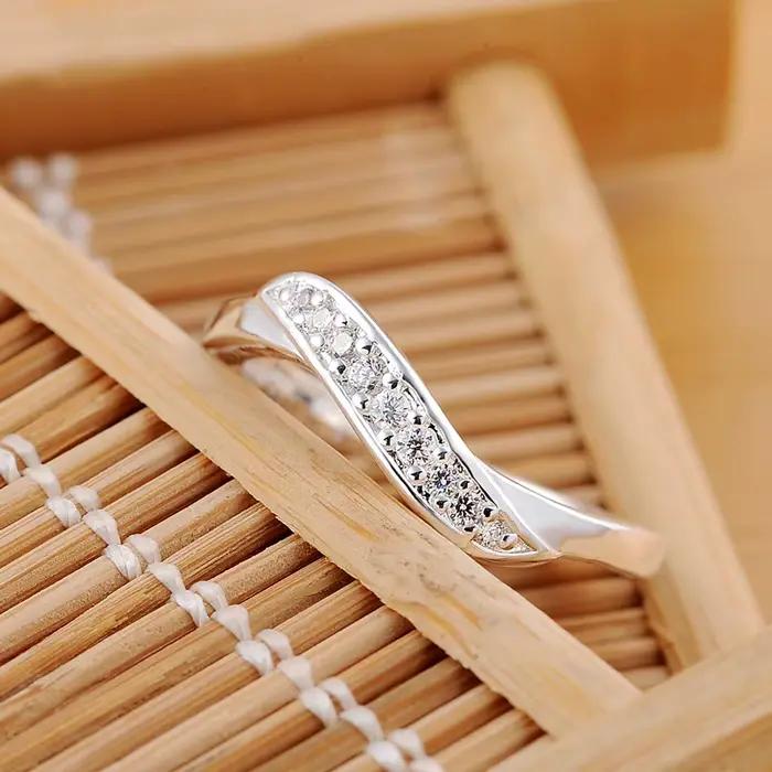 Belle bague en argent Sterling 925 avec cristal