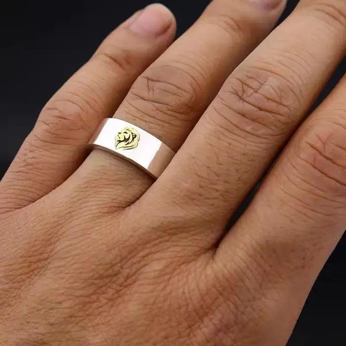Bague punk en cuivre avec motif lion pour hommes et femmes, alliance de mariage élégante et forte pour occasions spéciales