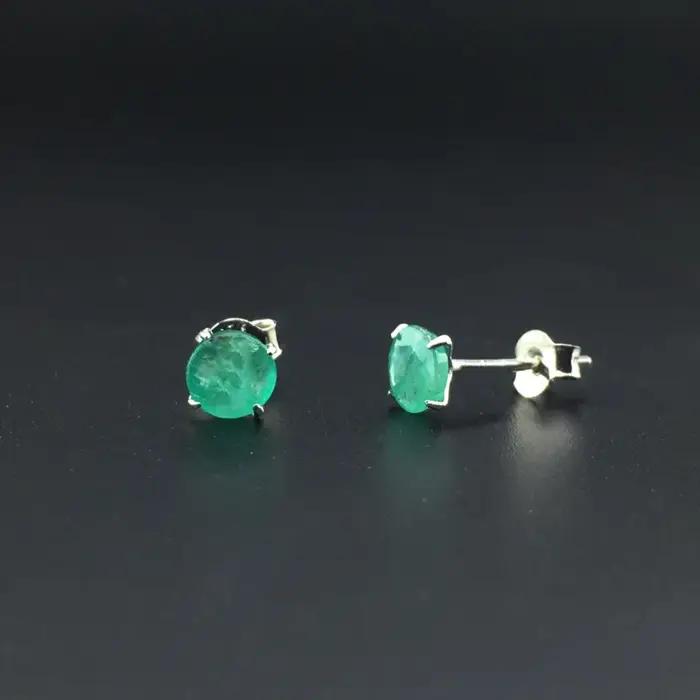 Boucles d'oreilles émeraude naturelle véritable en argent Sterling 925 élégantes pour femmes occasions spéciales soirée mariage