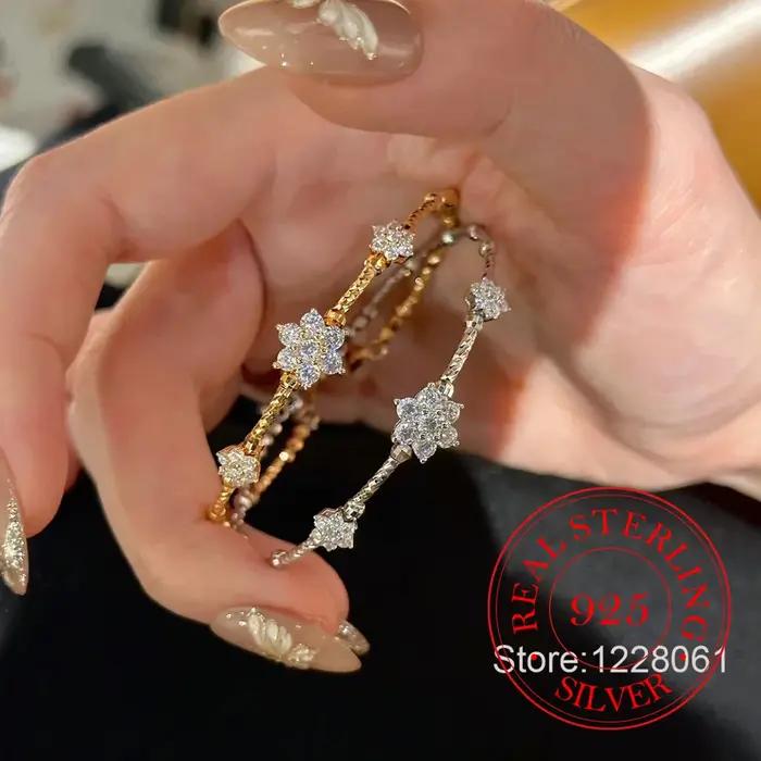 Bracelet trèfle en cristal en argent Sterling 925 pour femmes