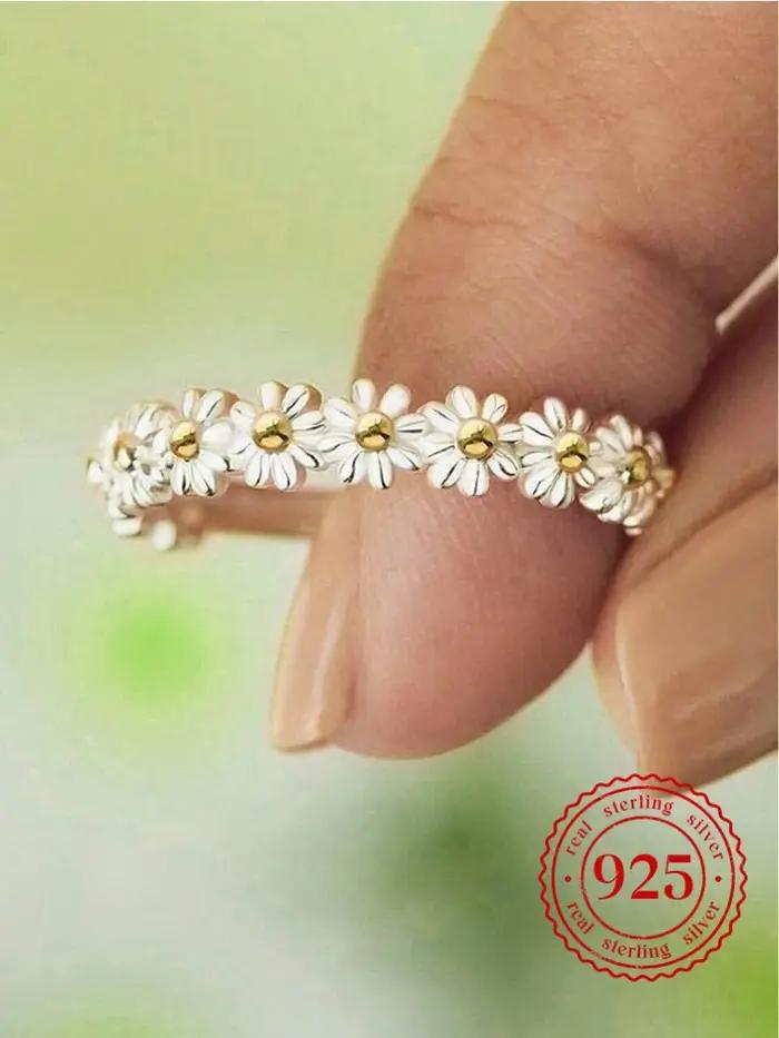 Bagues Marguerites Vintage En Argent Sterling 925 Pour Femmes Cadeau De Bijoux Fins Haute Qualité Occasions Spéciales Anniversaire Fiançailles Mariage