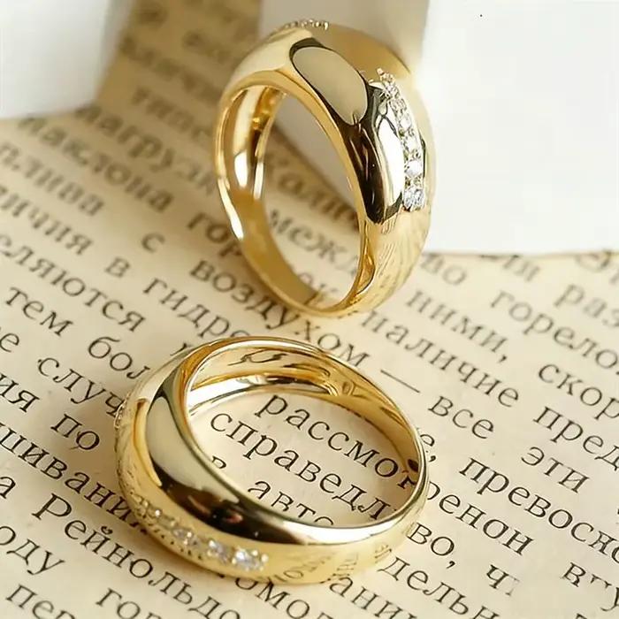 Huitan – bague pour femmes, design incurvé, couleur or, accessoires de luxe pour mariage et fiançailles, incrusté de CZ brillant, bijoux de fête à la mode, cadeau