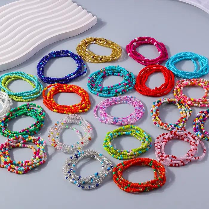 Bracelet multilayé à perles colorées résine bohème romantique pour femmes occasions spéciales cadeaux quotidiennes festives