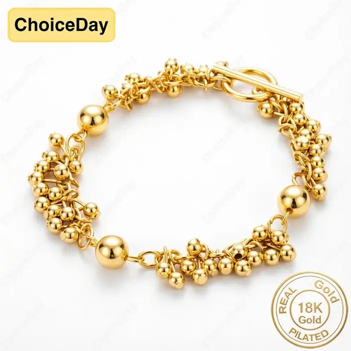 Bracelet plaqué or 18 carats avec perles pour femmes occasions spéciales élégant cadeau mariage soirée festive