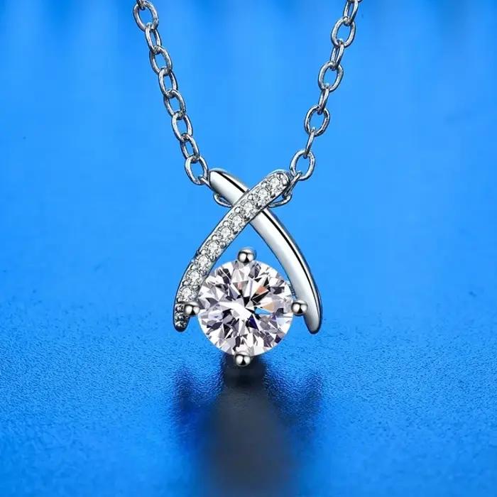 Collier avec pendentif en argent 925 pour femmes, zircon brillant, classique, à la mode, bijoux de fiançailles, de mariage, cadeau de fête, nouvelle collection