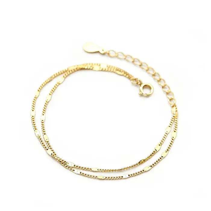 La Monada-Bracelet double couche minimaliste en argent regardé 925 pour femme