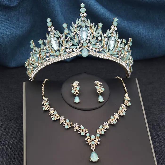 Diadèmes et couronnes de mariée avec ensemble collier et boucles d'oreilles pour femmes