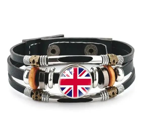 Personnalisez les bracelets de drapeau britannique à breloques du royaume-uni pour les cadeaux des femmes et des hommes