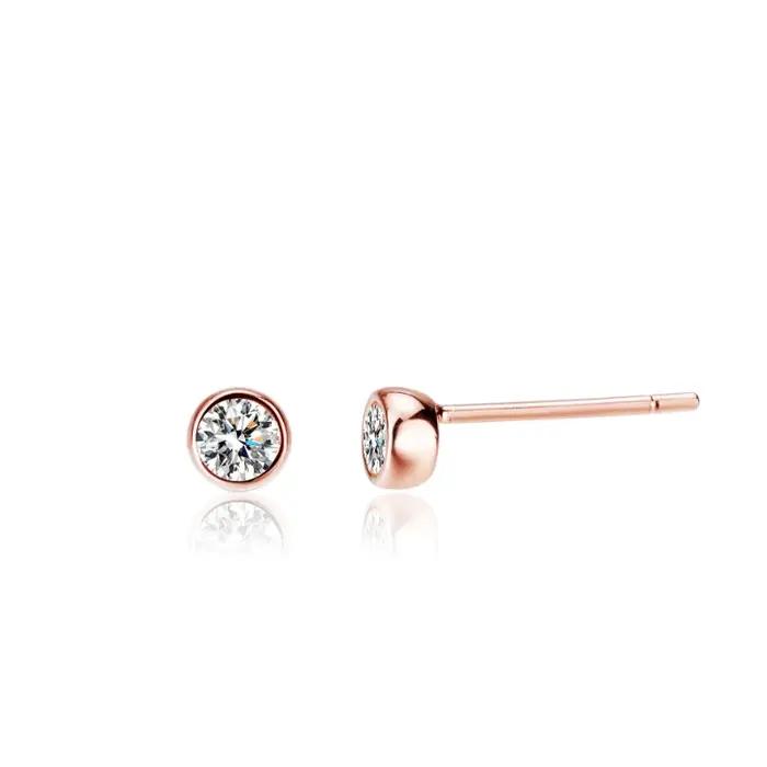 Or Rose 3mm Moissanite argent 925 boucles d'oreilles à la mode fiançailles mariage femmes boucle d'o