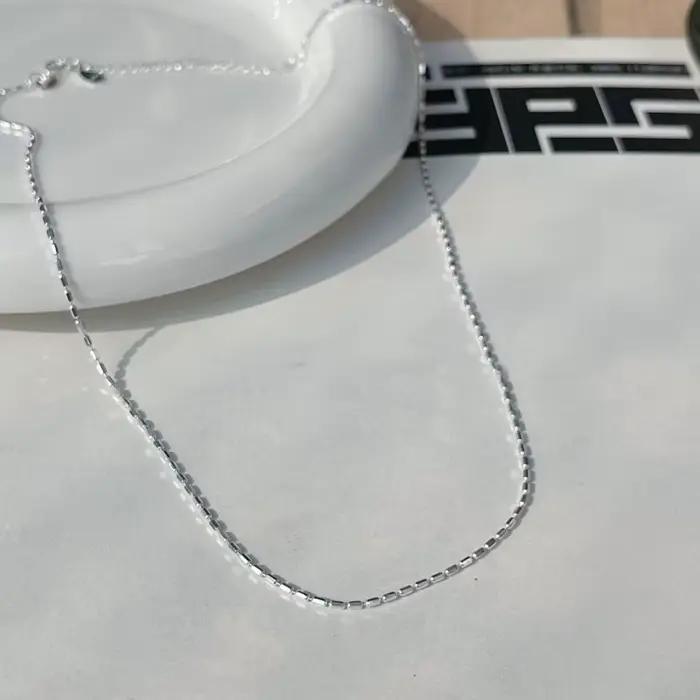 Collier en argent Sterling 925 avec perles géométriques simples, ras du cou, chaîne de clavicule bri