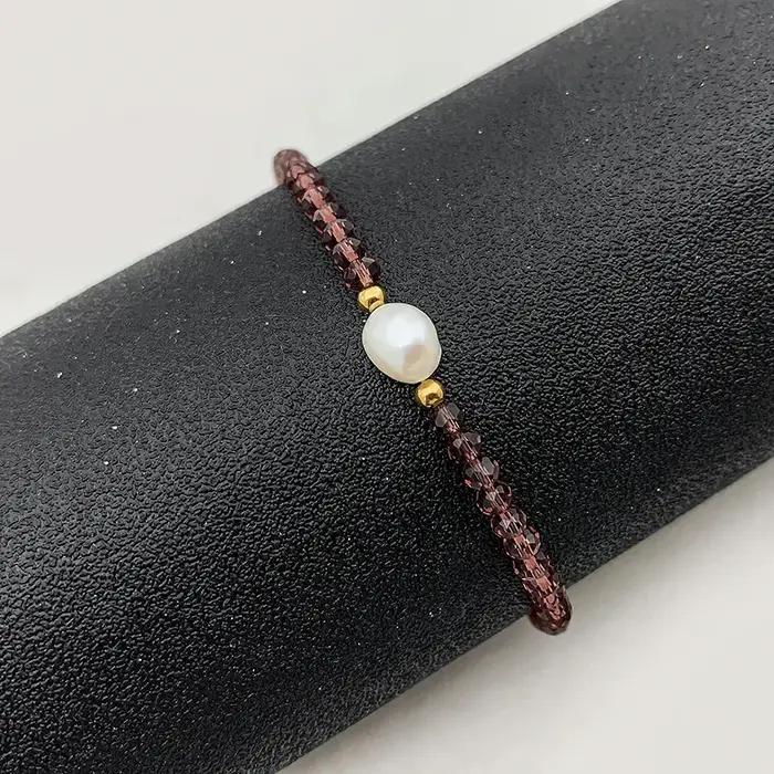 Boho verre bracelets porte-bonheur pour femmes fille à la main bijoux de mode Bracelet de perles d'eau douce