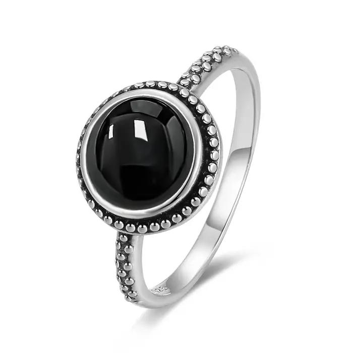 Bague en Argent Sterling S925 avec Pierre Larimar pour Femmes Occasions Spéciales Cadeau Anniversaire Vintage Design