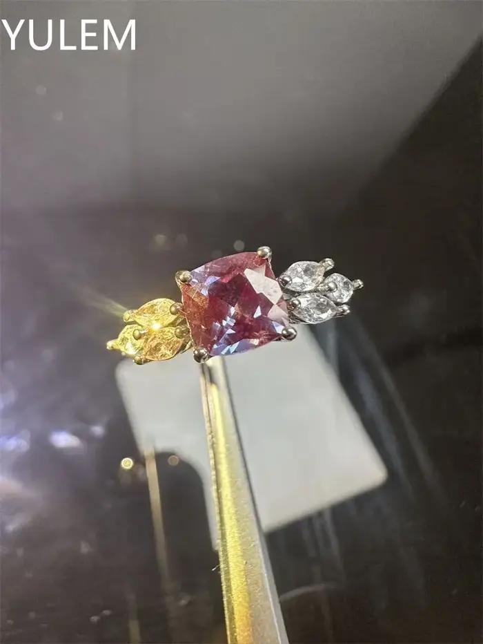 YULEM Nouvelle Arrivée Bague en Argent 925 avec Alexandrite de Laboratoire 6x6mm pour Femme, Idéale