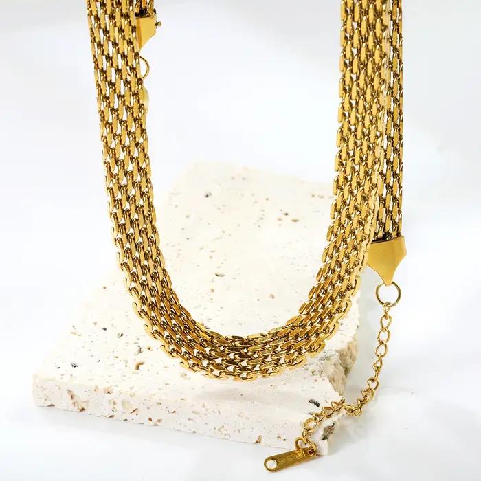 Collier en acier inoxydable or squelette bijou unisexe classique pour hommes femmes occasions spéciales quotidiennes