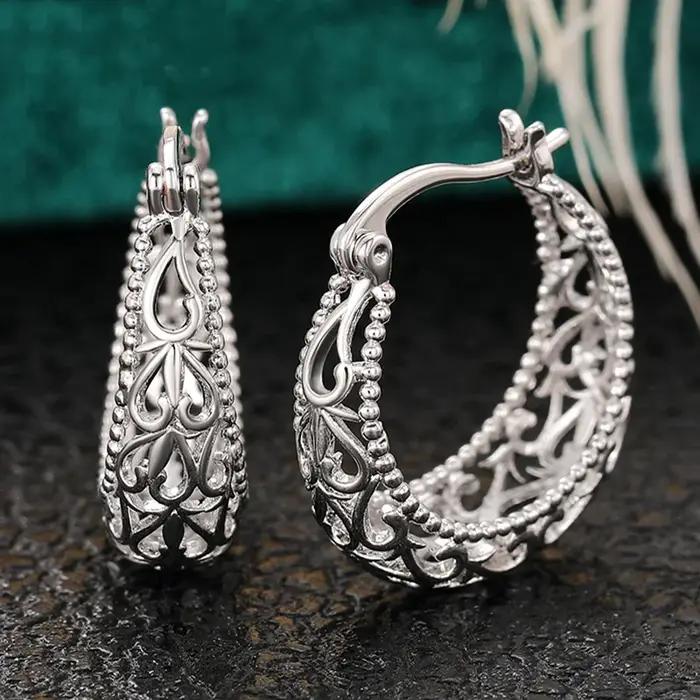Huretailers-Boucles d'oreilles créoles élégantes pour femmes