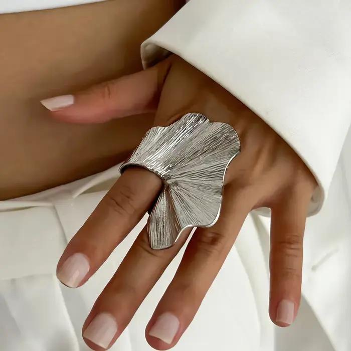 Ginkgo-Bague Plissée en Métal Classique pour Femme et Homme