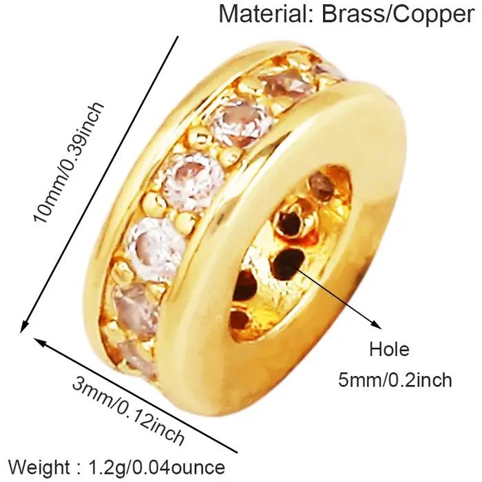 Perle en émail et zircon à grand trou de style européen