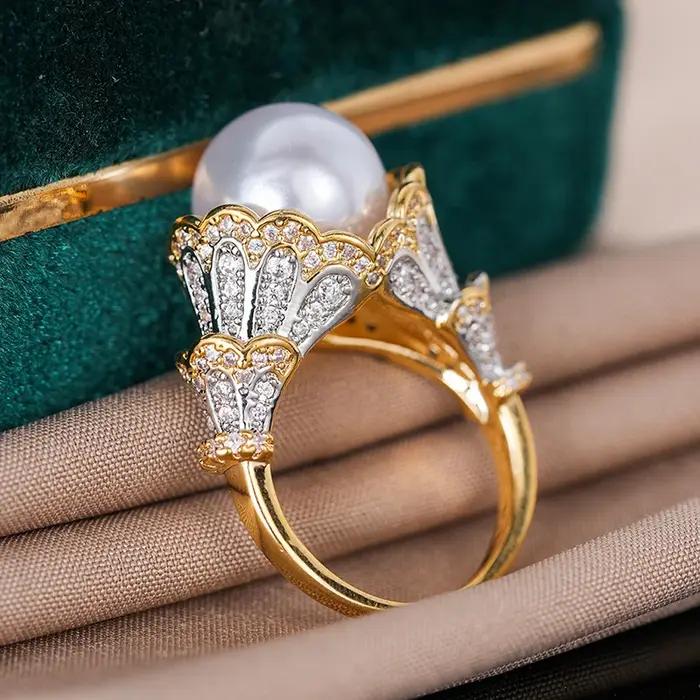 Huitan – bague en perles d'imitation pour femmes